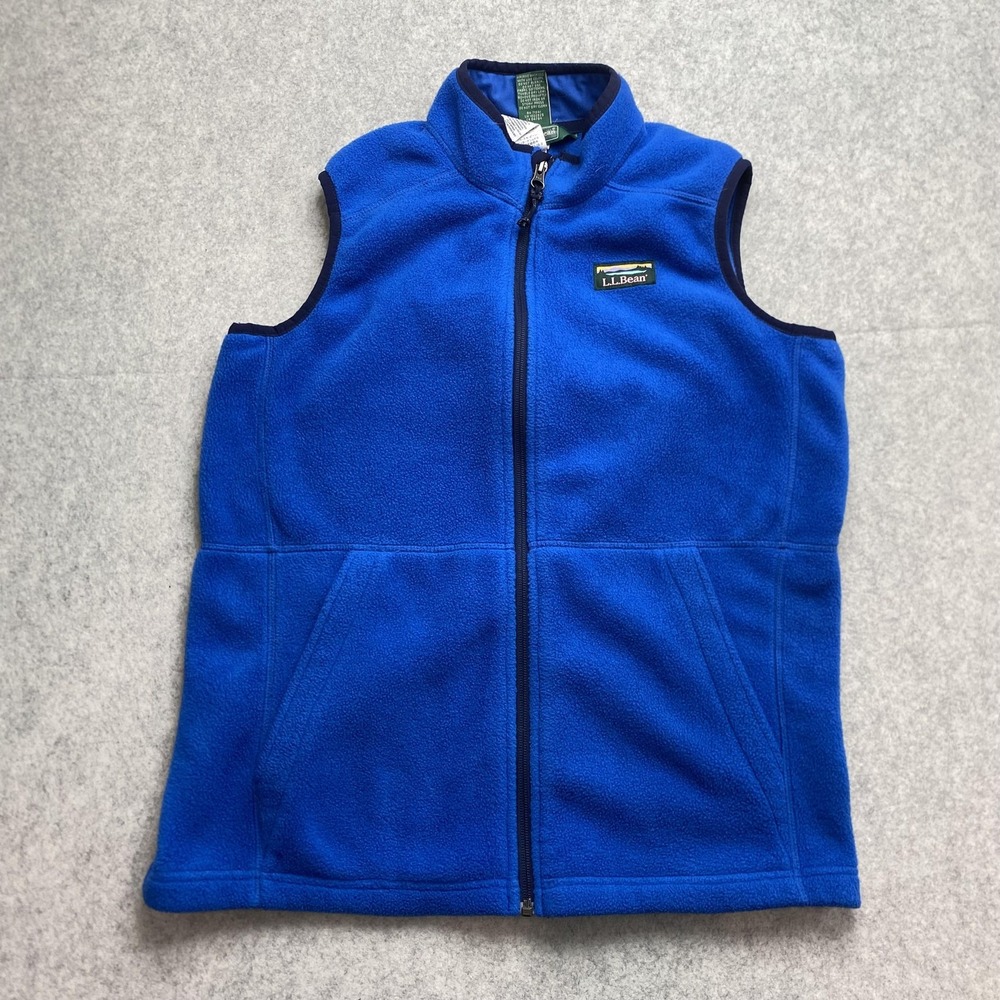 L.L.Bean Vest Womens XL Blue Fleece Full Zip Pockets Outdoor Layer Warm Cozy